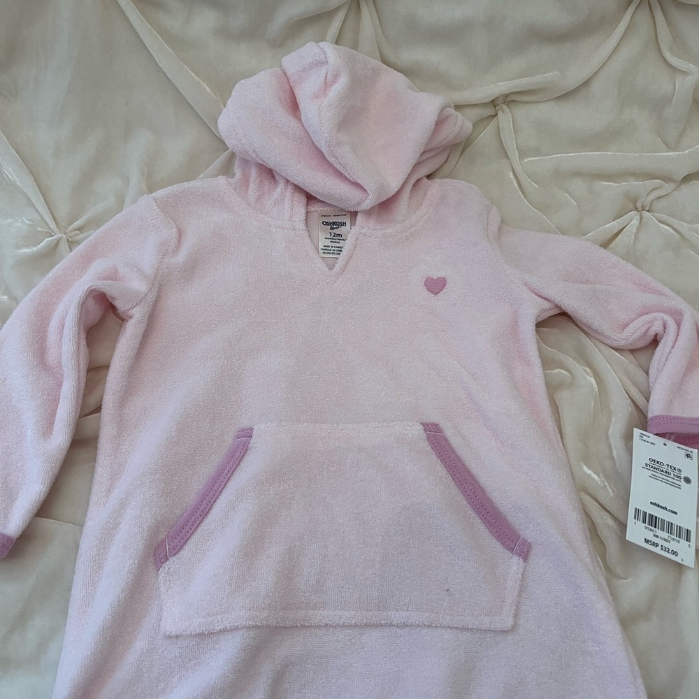 Pink Hooded Cover Up with Heart Detail
